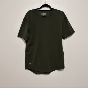 BYLT Men's Large Olive Green T-Shirt Premium Basics LUX Drop-Cut Crewneck
